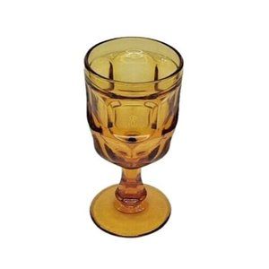 Vintage Libbey Ashburton Amber Glass Stemware Small Drinking Goblet 5.5"~Nice/GC